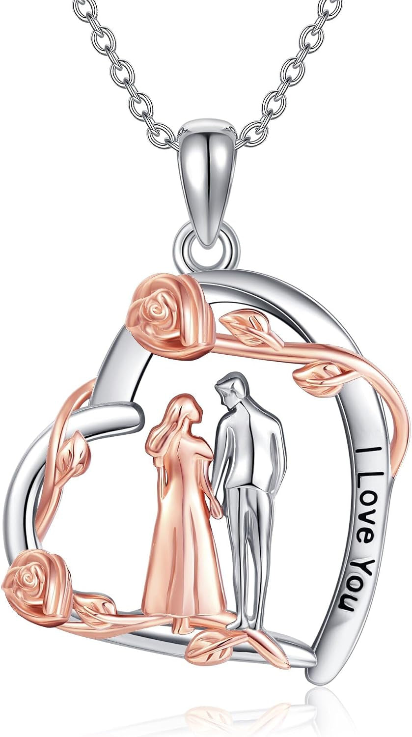 Hug Necklace Sterling Silver Couple Angel Wing Pendant Necklace Hug Romantic Guardian Angel Jewelry for Lover Him Her