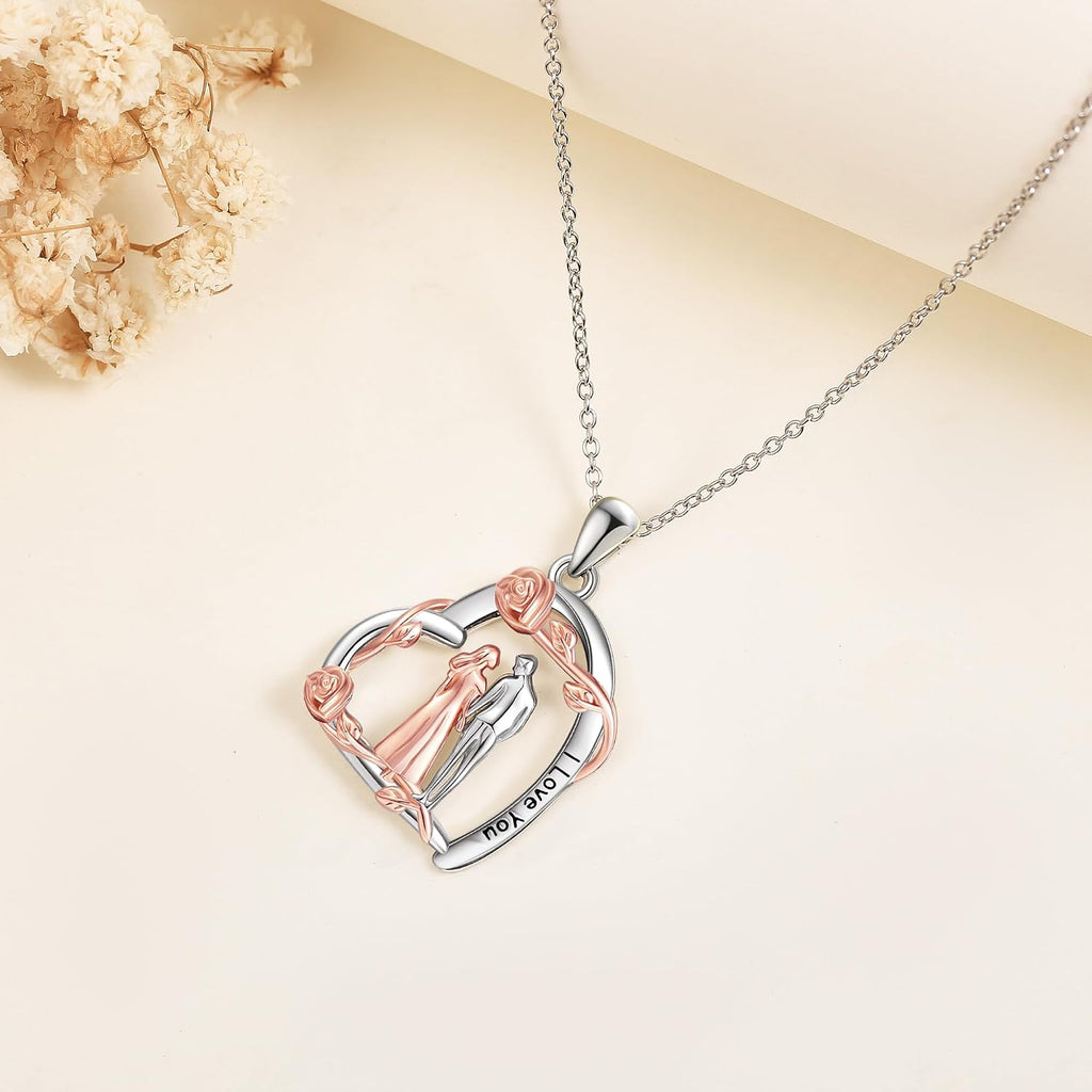 Hug Necklace Sterling Silver Couple Angel Wing Pendant Necklace Hug Romantic Guardian Angel Jewelry for Lover Him Her