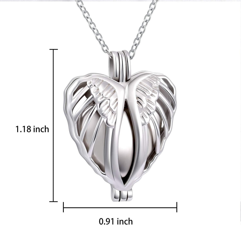 925 Sterling Silver Angel Wings Memorial Urn Locket Necklace for Ashes Jewelry Cremation Necklaces