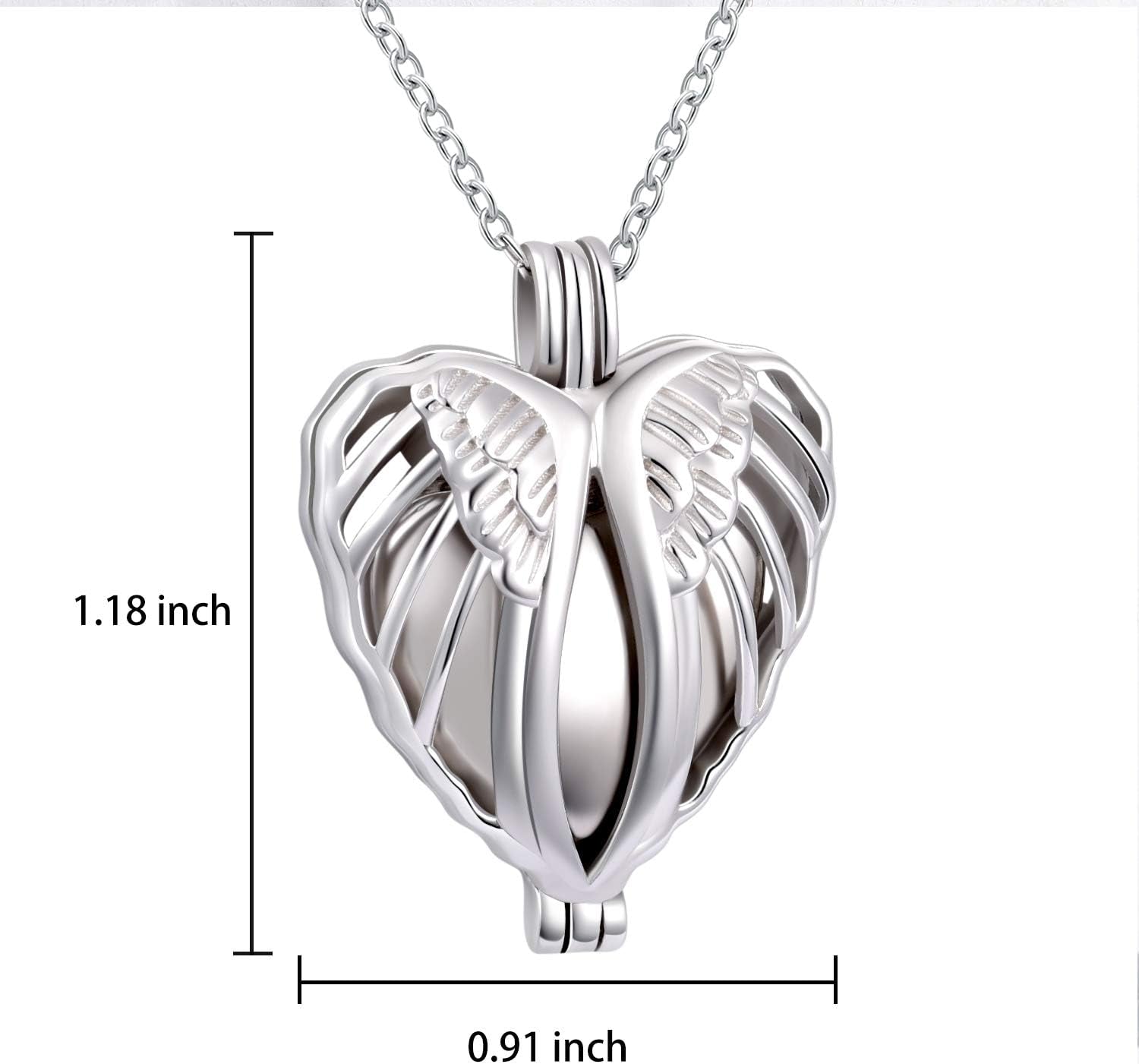 925 Sterling Silver Angel Wings Memorial Urn Locket Necklace for Ashes Jewelry Cremation Necklaces