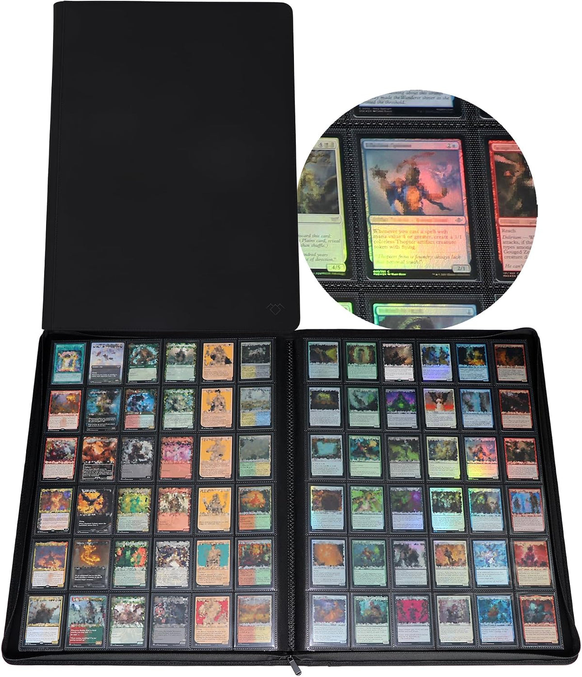 36‑Pocket Ringless Trading Card Binder – Holds 2304 Cards, Side‑Loading Black Pages, Zipper Collection Album for TCG & Sports Cards