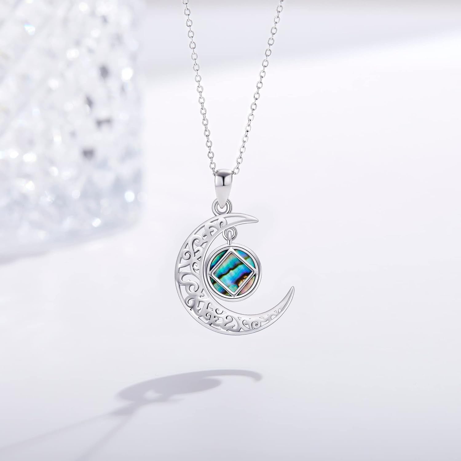 Sobriety Alcoholics Anonymous Necklace Sterling Silver AA Thors Hammer/Moon Pendant Recovery Symbol Jewelry for Women Her