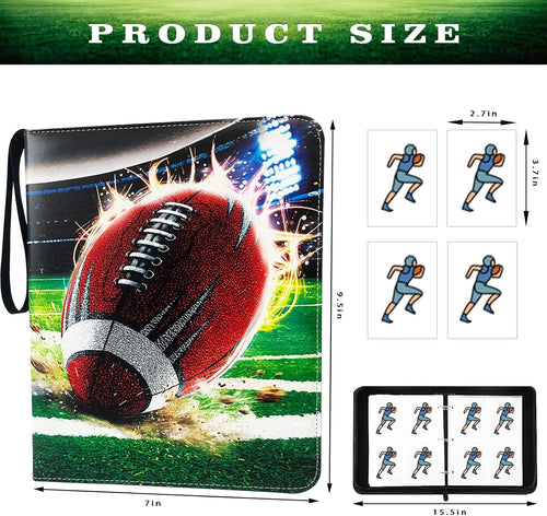 400 Pockets Football Cards Binder,Trading Cards Holder Card Collectors Album,Trading Card Binder 4 Pocket with 50 Removable Sleeves