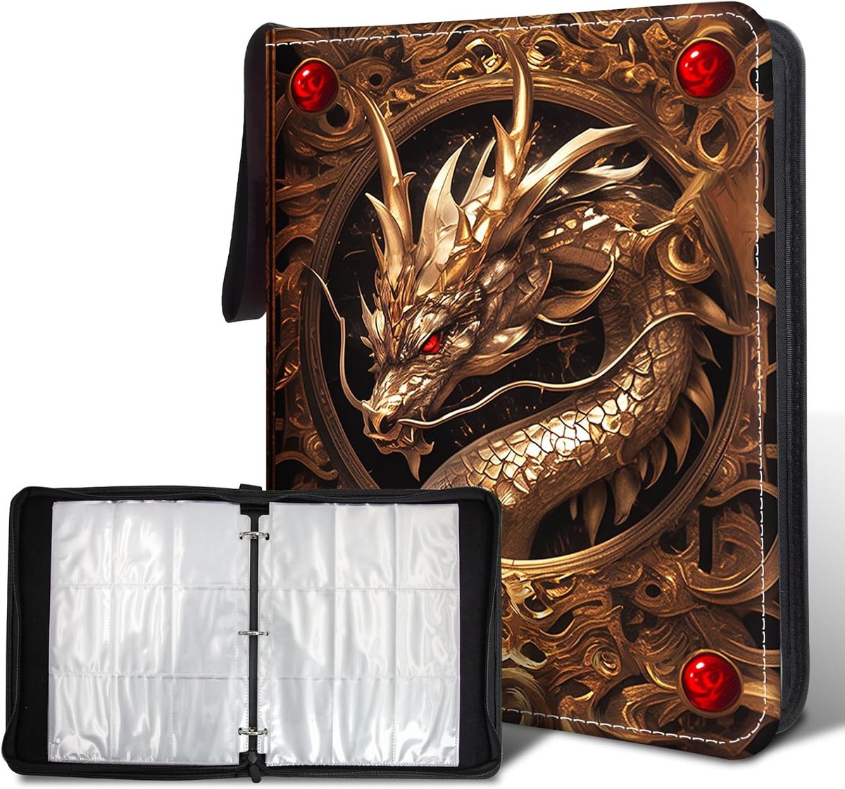 Dragon Card Binder Waterproof PU Leather Zipper Binder Album