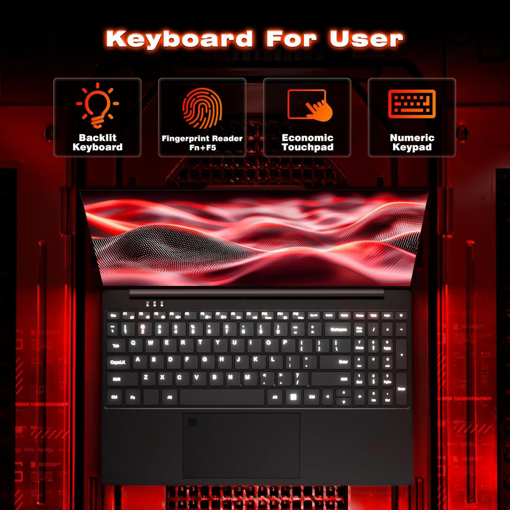 Laptop, 15.6 Inch Laptops Computer with Twin Lake N150 Processor(Beat to I3-1115G4, up to 3.6Ghz), 16GB RAM 1TB SSD, Metal Shell Laptops, Backlit Keyboard with Fingerprint Unlock Lap Top, Win 11 Pro