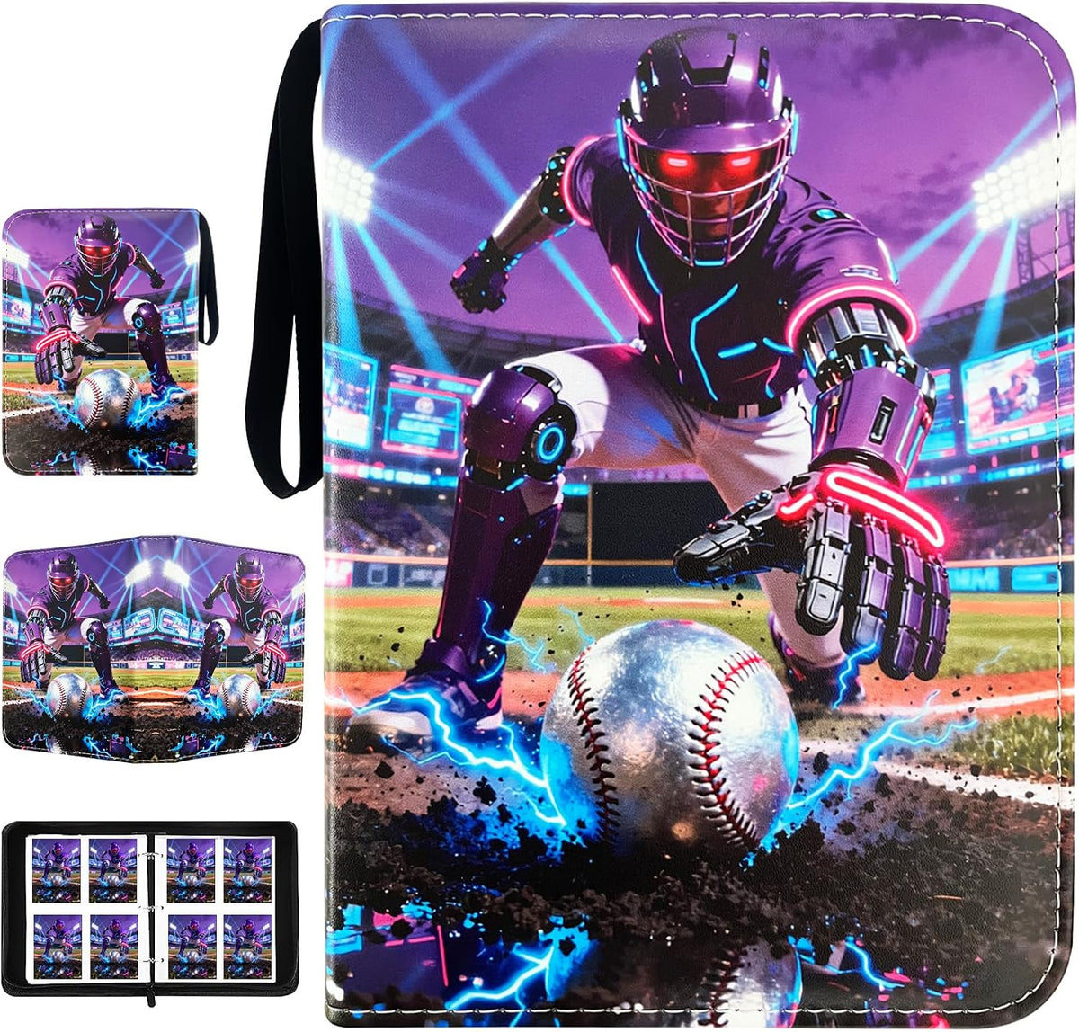 400 Pockets Football Cards Binder,Trading Cards Holder Card Collectors Album,Trading Card Binder 4 Pocket with 50 Removable Sleeves
