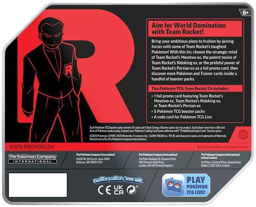 Pokemon Trading Card Game Team Rocket Collector Tin with 5 Booster Packs and Promo Card (Persian)