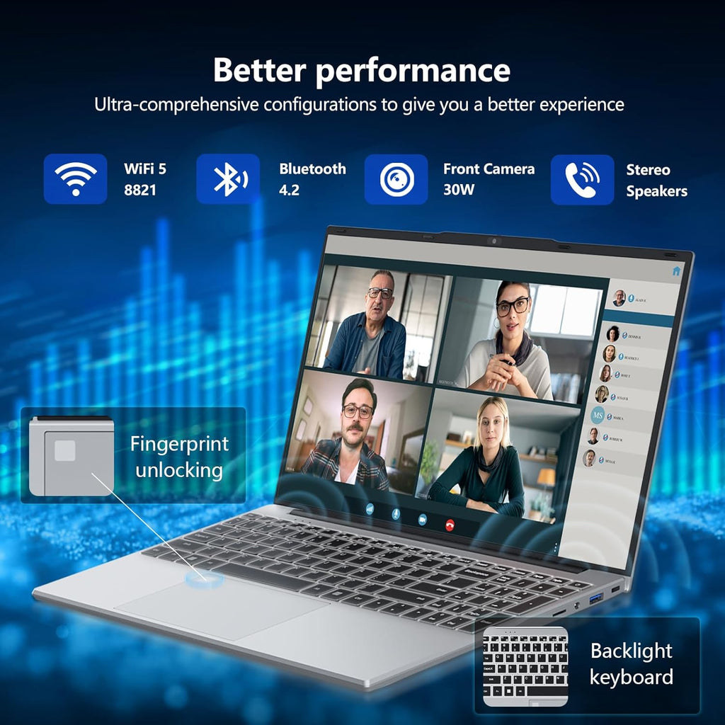 Gaming Laptop, Laptop Computer with Twin Lake N150 Processor(Up to 3.6Ghz), 16GB RAM 1TB Ssd,Backlit KB Fingerprint, 15.6" IPS 1080P, Win 11 Pro,Wifi 5,BT 4.2,Gaming Laptops,Lap Top,Student Laptops