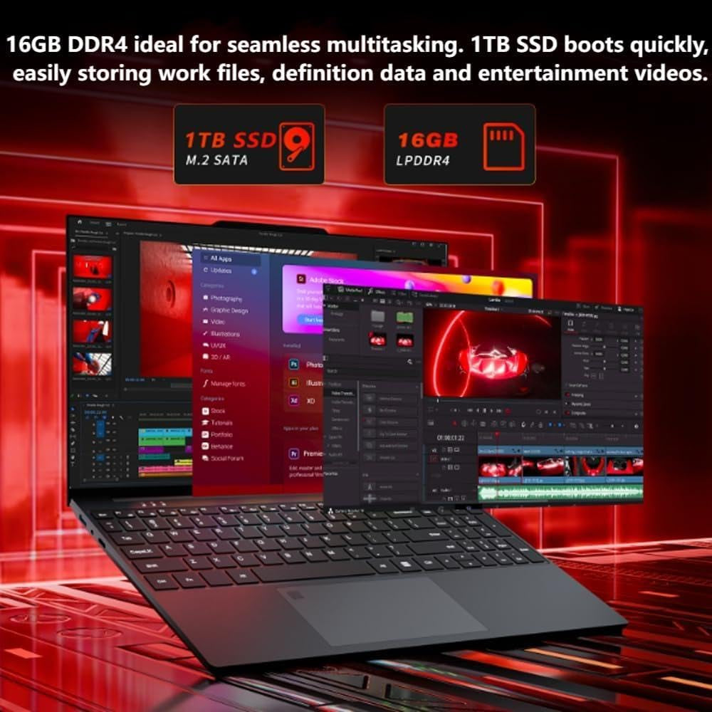 Laptop, 15.6 Inch Laptops Computer with Twin Lake N150 Processor(Beat to I3-1115G4, up to 3.6Ghz), 16GB RAM 1TB SSD, Metal Shell Laptops, Backlit Keyboard with Fingerprint Unlock Lap Top, Win 11 Pro