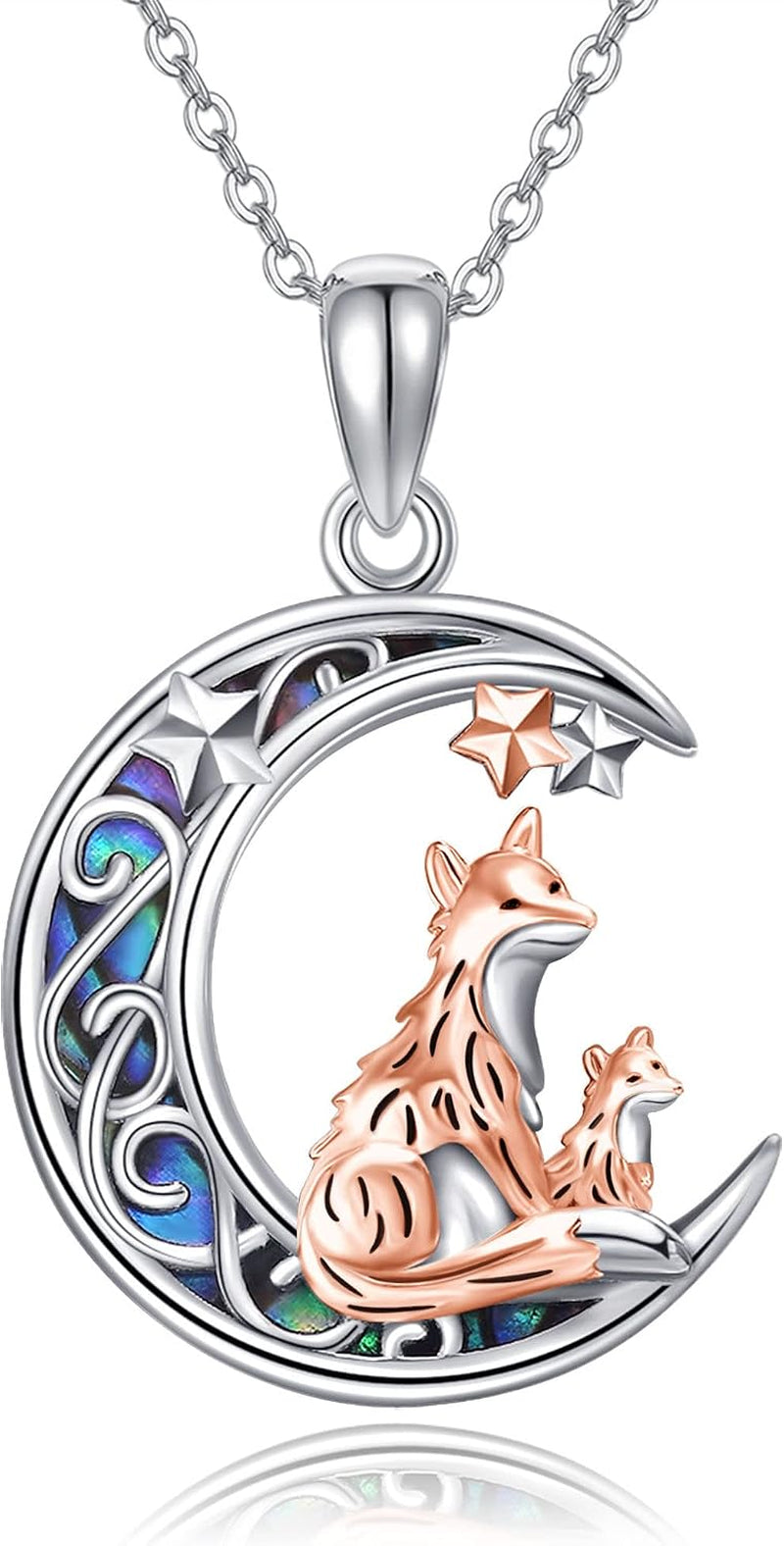 Sterling Silver Cute Animal Pendant Necklace Fox/Snake/Unicorn/Owl on Moon/Rabbit/Horse Necklace Jewelry for Women Mom Sister
