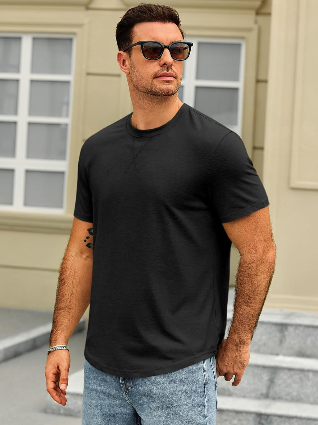Mens Short Sleeve T-Shirts Crew Neck Casual Shirt Summer Classic Basic Lightweight Fashion Tees