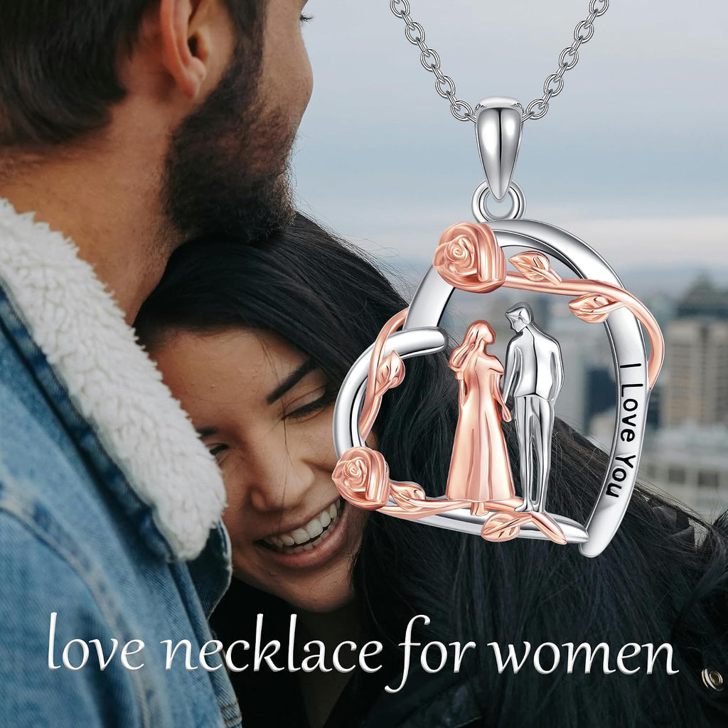 Hug Necklace Sterling Silver Couple Angel Wing Pendant Necklace Hug Romantic Guardian Angel Jewelry for Lover Him Her