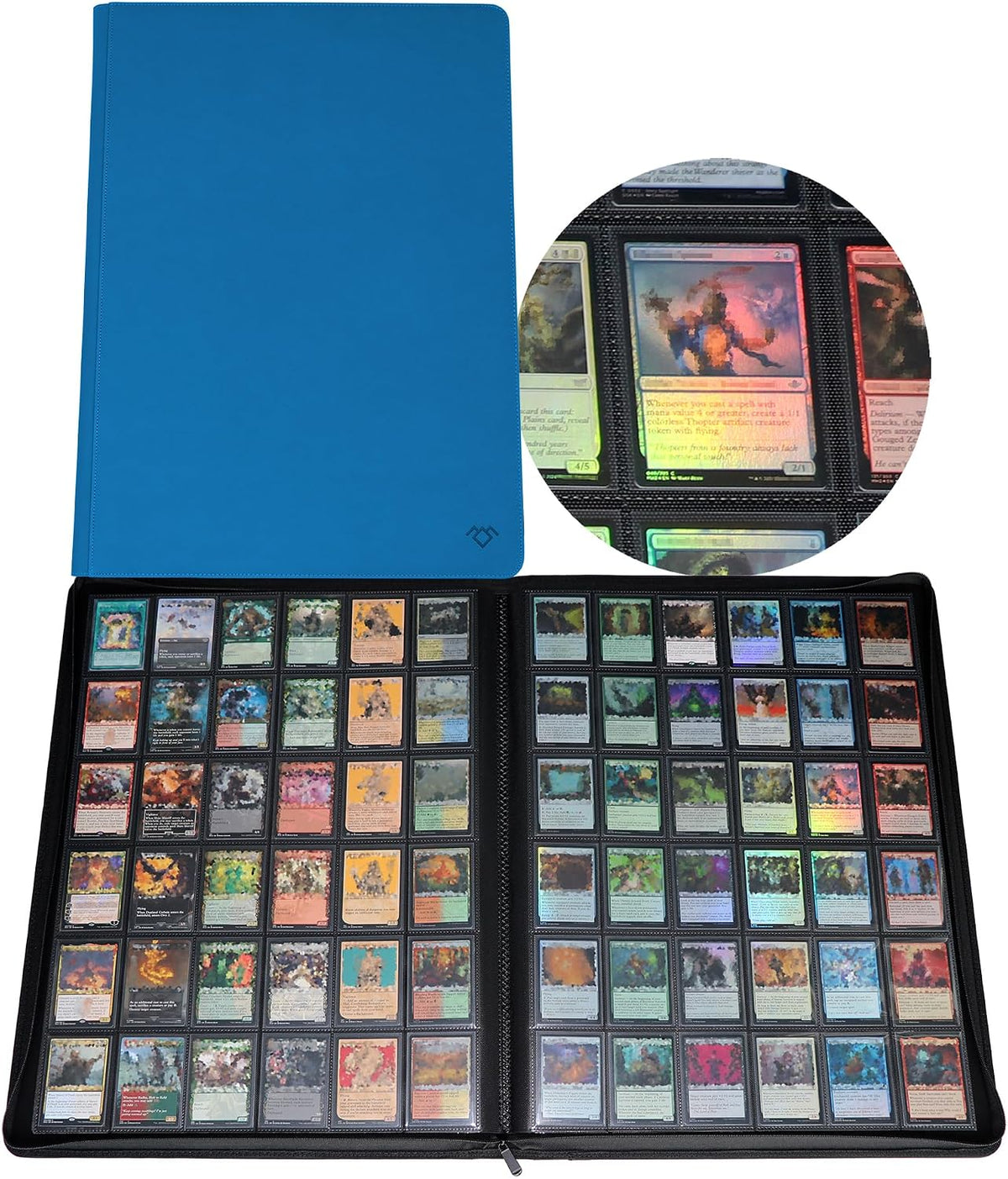 36‑Pocket Ringless Trading Card Binder – Holds 2304 Cards, Side‑Loading Black Pages, Zipper Collection Album for TCG & Sports Cards