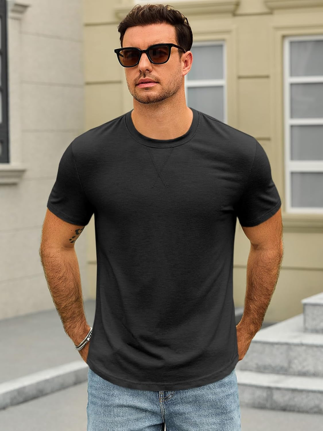 Mens Short Sleeve T-Shirts Crew Neck Casual Shirt Summer Classic Basic Lightweight Fashion Tees