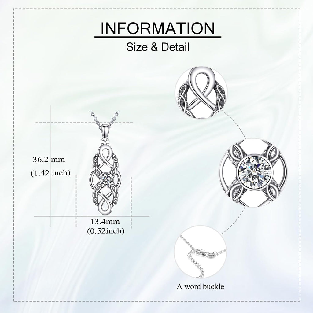 Celtic Knot Birthstone Necklace Sterling Silver Irish Celtic Pendant Necklace Birthstone Good Luck Jewelry for Women