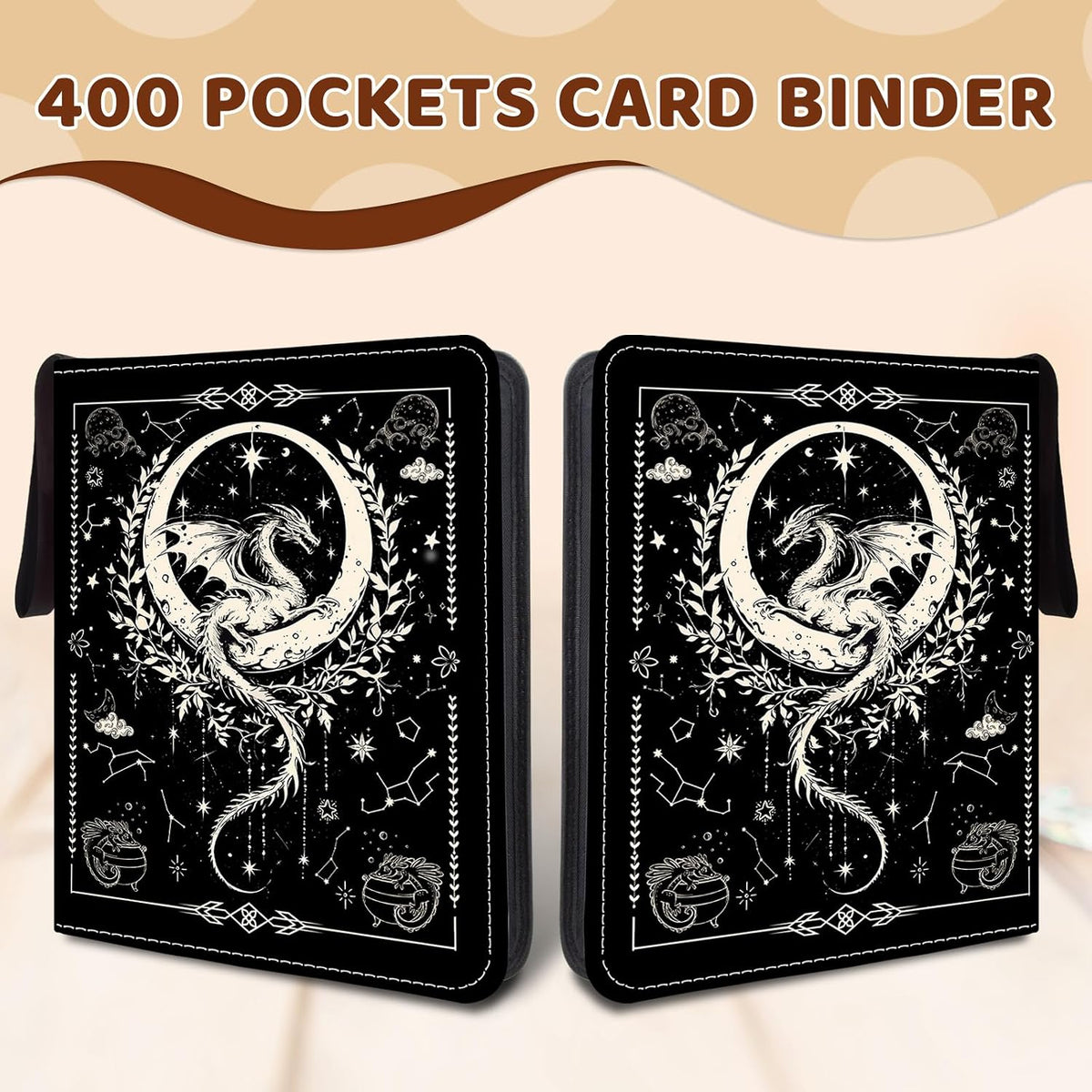 Dragon Card Binder Waterproof PU Leather Zipper Binder Album