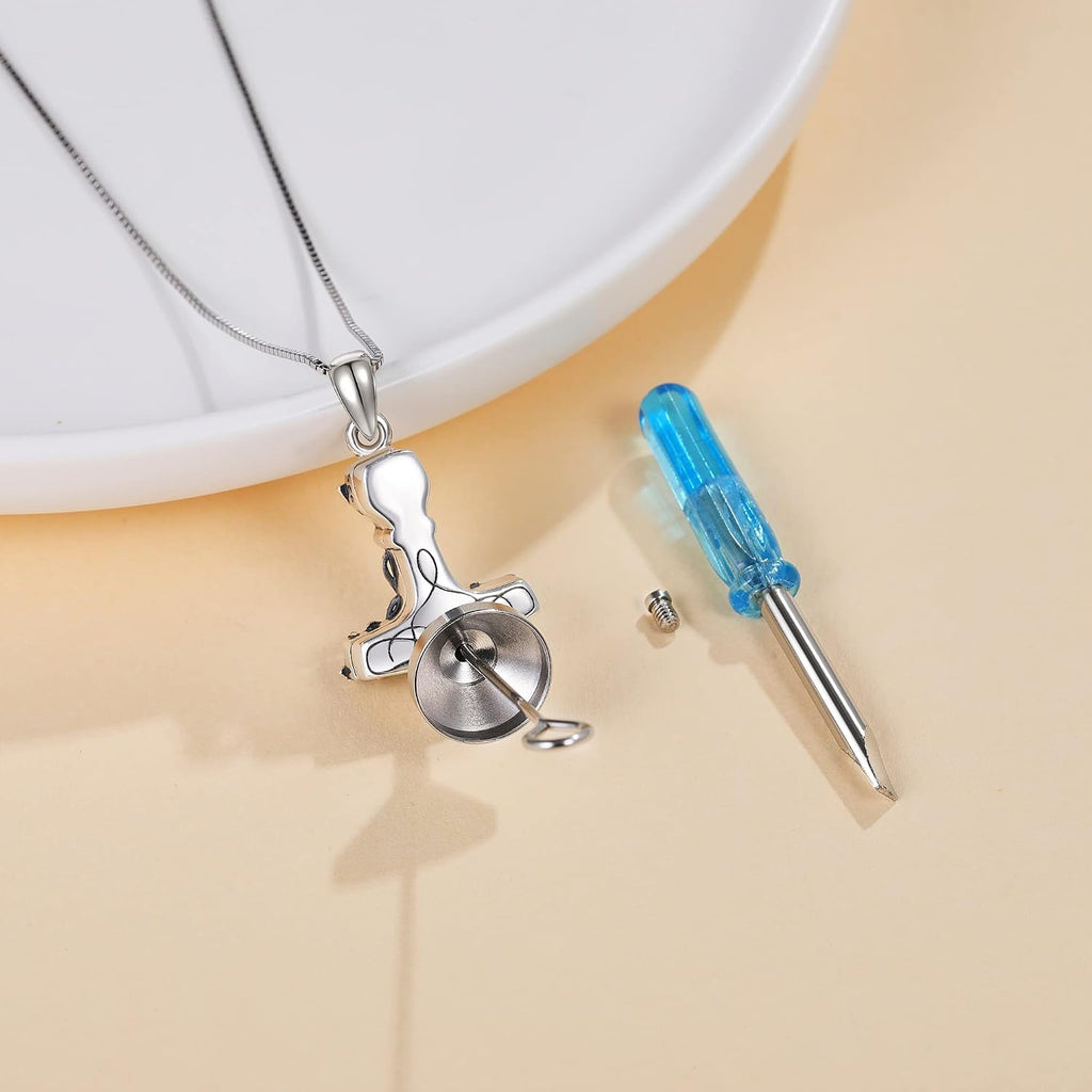 Urn Necklace for Ashes 925 Sterling Silver Cat/Fox/Dog/Opal/Guitar Pet Cremation Memorial Keepsake Jewelry for Ashes for Women
