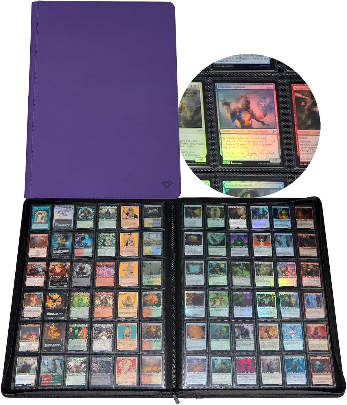 36‑Pocket Ringless Trading Card Binder – Holds 2304 Cards, Side‑Loading Black Pages, Zipper Collection Album for TCG & Sports Cards