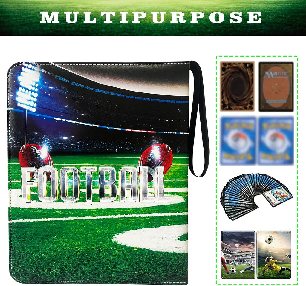 400 Pockets Football Cards Binder,Trading Cards Holder Card Collectors Album,Trading Card Binder 4 Pocket with 50 Removable Sleeves