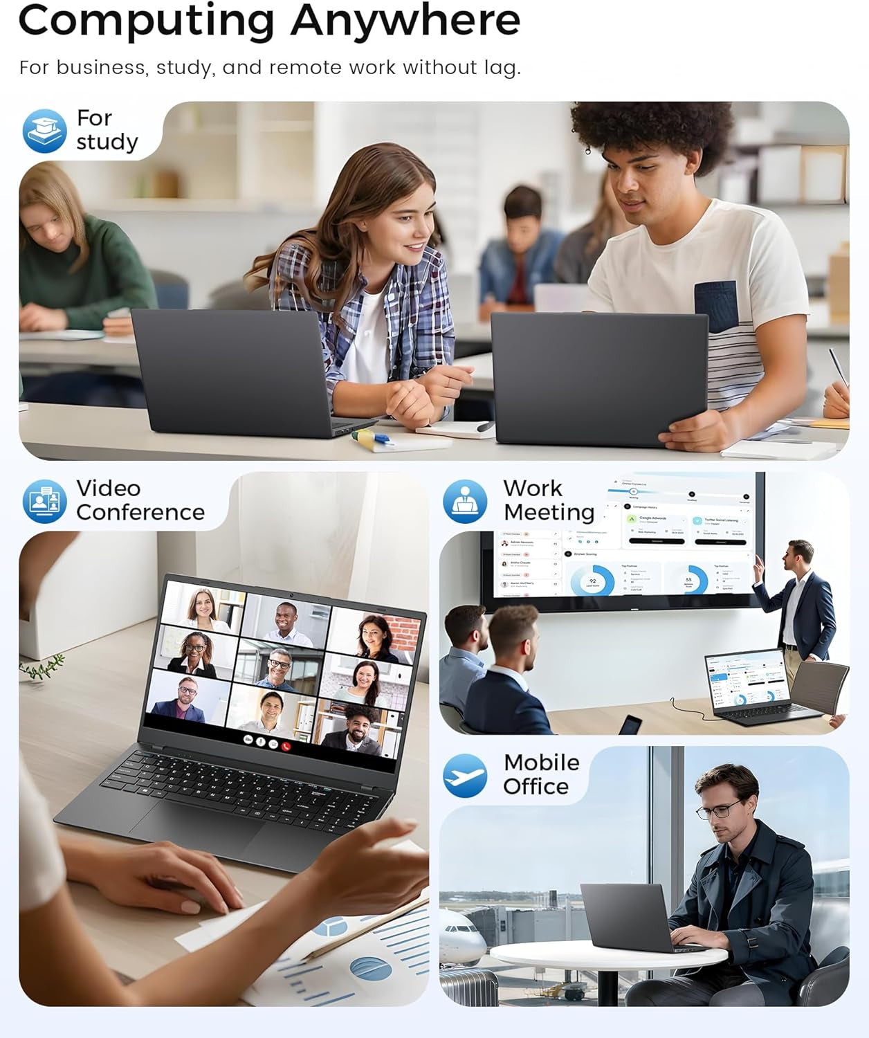 14 Inch Laptop Computer - 8GB RAM 128GB SSD Laptops with Pentium Gold 6500Y (Up to 3.4Ghz), FHD IPS Screen, USB C, USB 3.2, HDMI, Lightweight Portable Laptops for Students, Work and Travel
