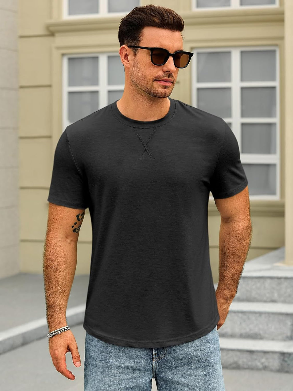 Mens Short Sleeve T-Shirts Crew Neck Casual Shirt Summer Classic Basic Lightweight Fashion Tees