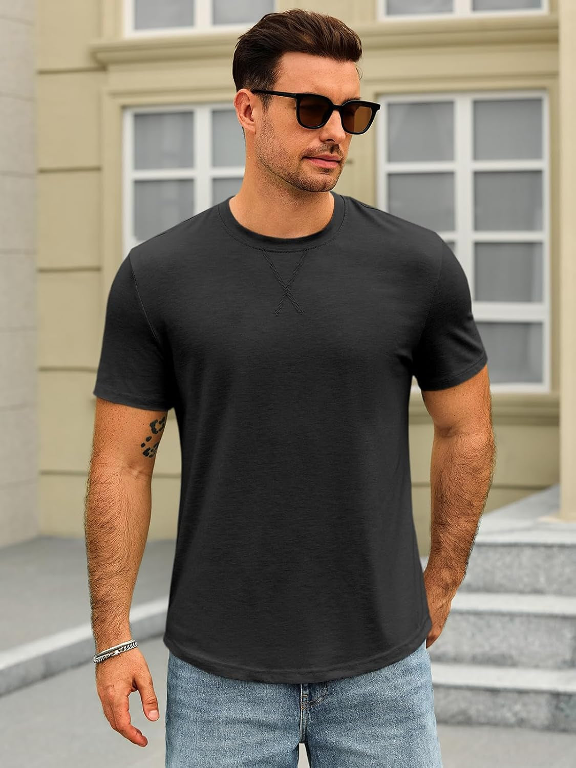 Mens Short Sleeve T-Shirts Crew Neck Casual Shirt Summer Classic Basic Lightweight Fashion Tees
