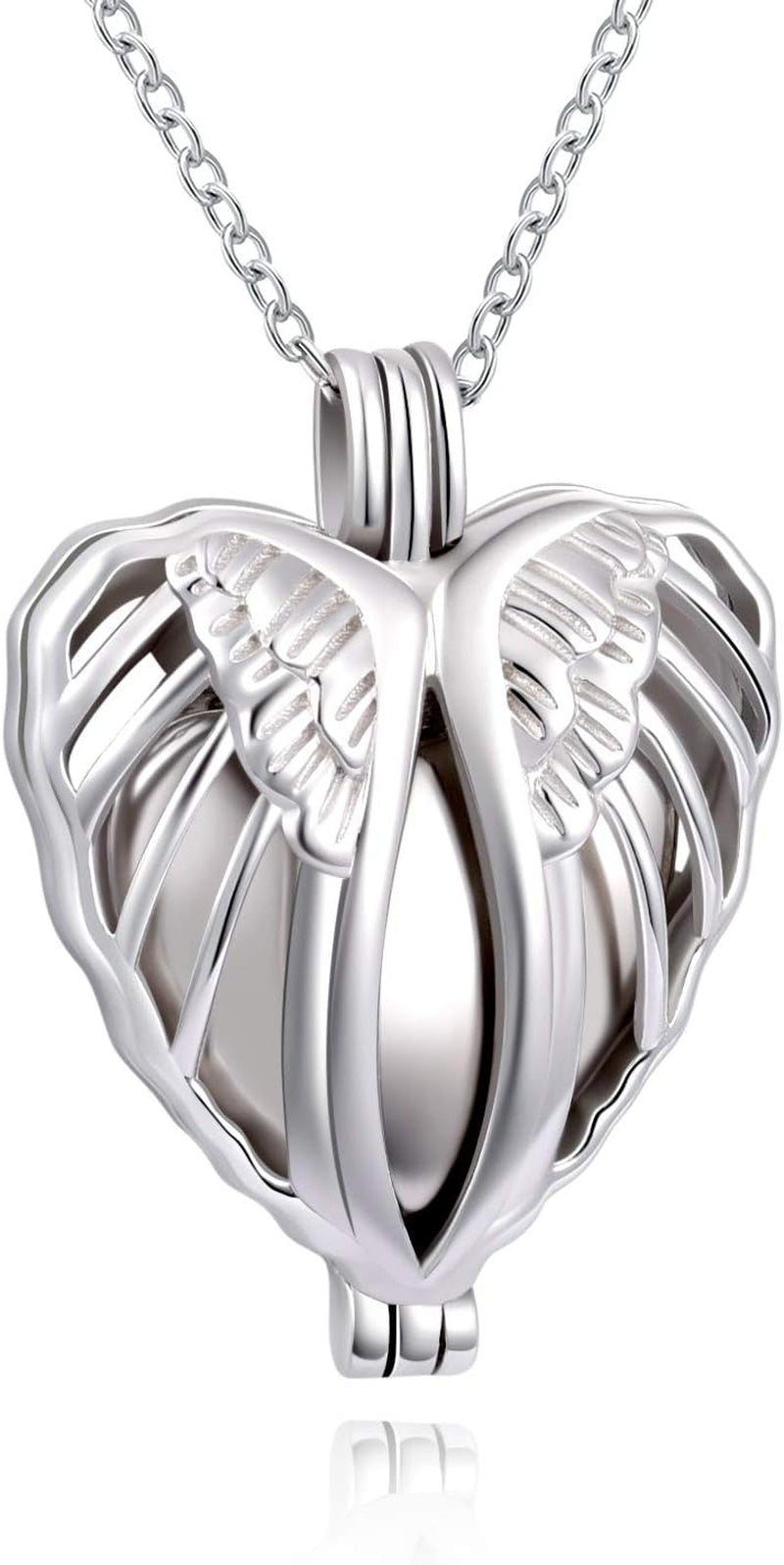 925 Sterling Silver Angel Wings Memorial Urn Locket Necklace for Ashes Jewelry Cremation Necklaces