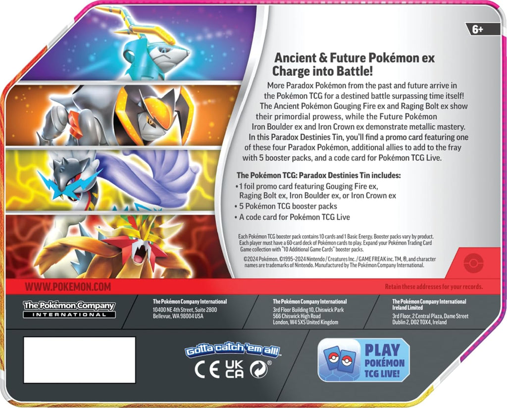 Pokemon TCG: Paradox Destinies Tin - Gouging Fire EX