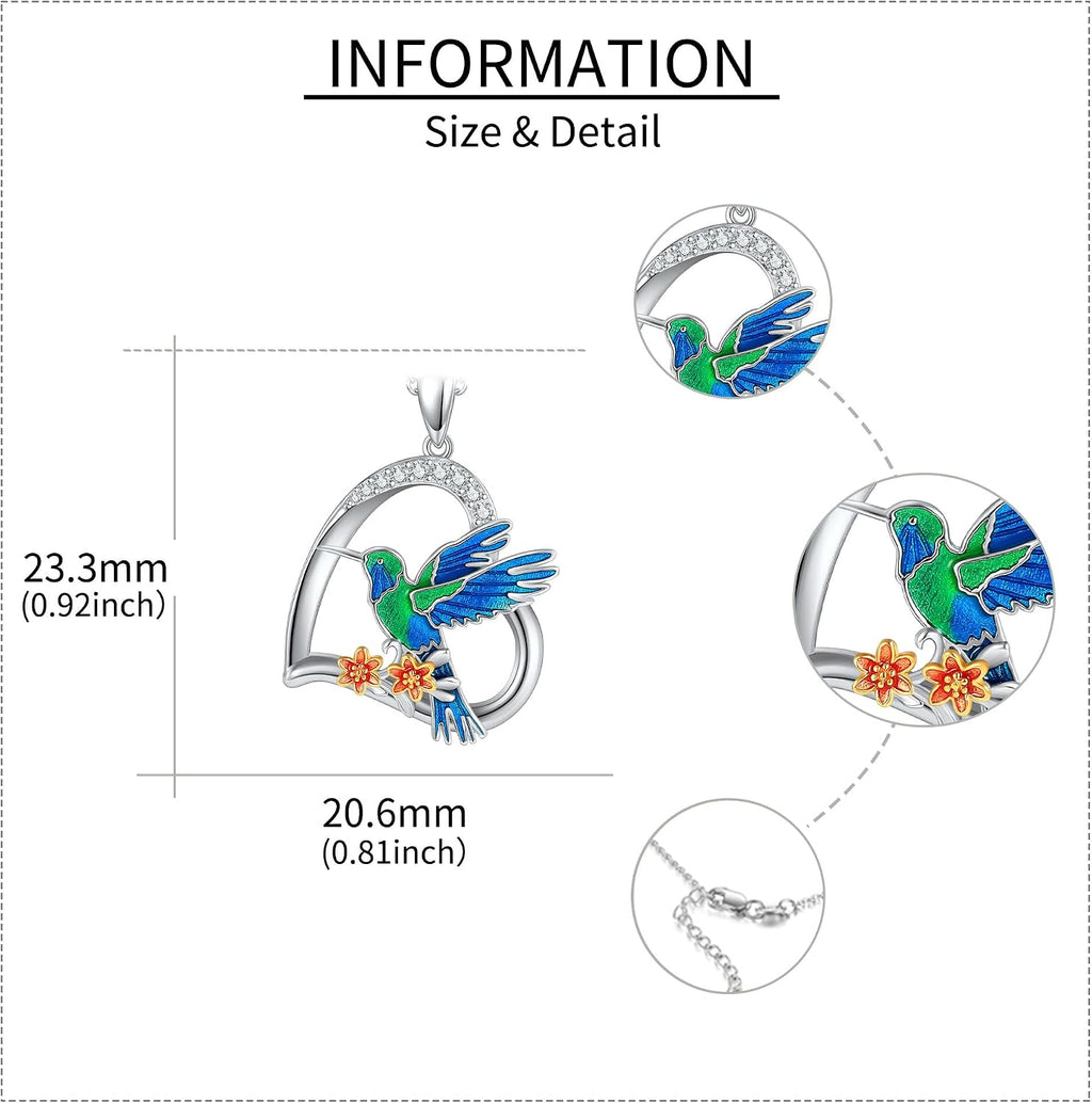 Hummingbird/Fox/Phoenix/Wolf/Owl/Otter/Giraffe/Hippo/Unicorn/Bear Necklace S925 Sterling Silver Animal Jewelry Gifts for Women