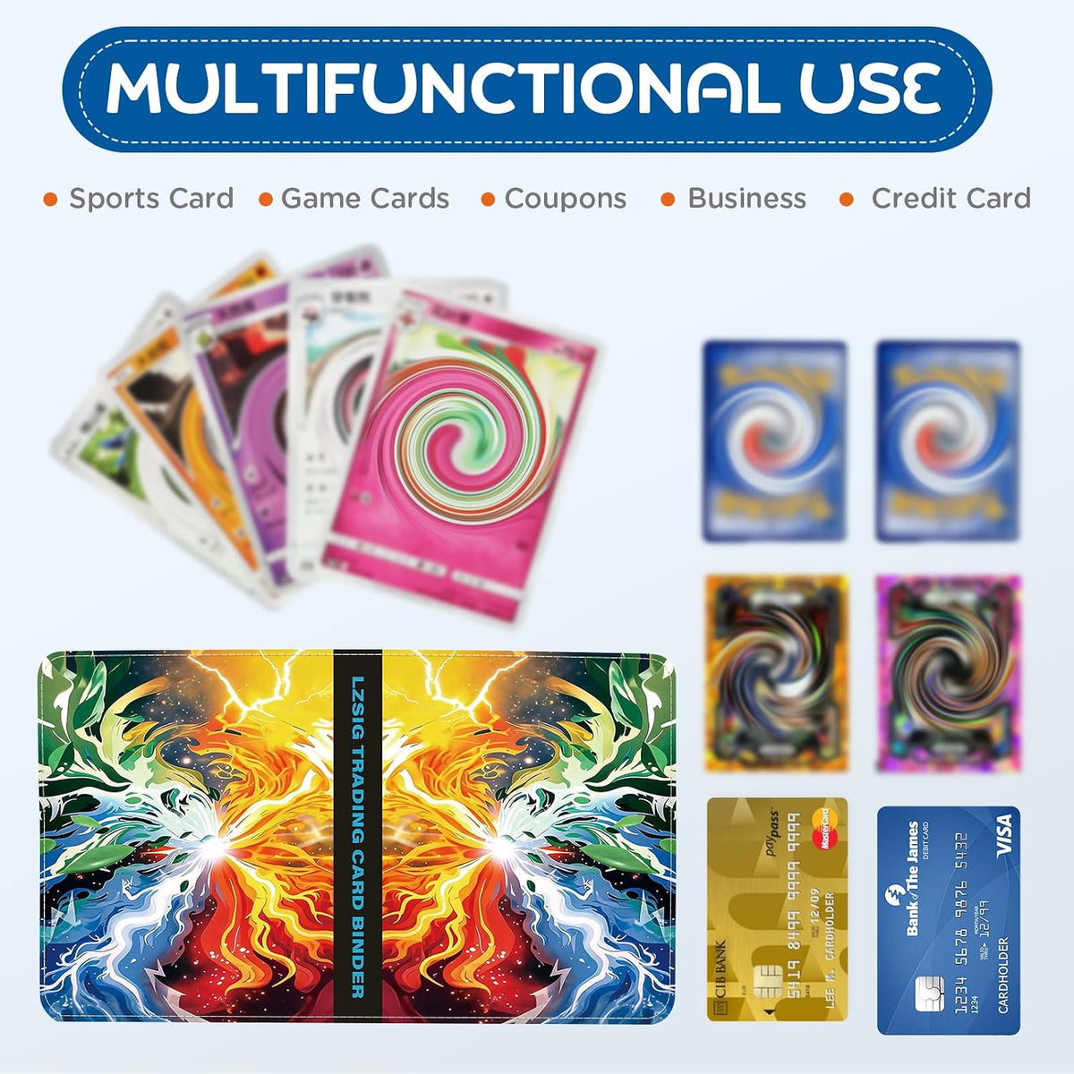 9-Pocket Card Binder for Pokemon Cards - Can Hold 1008 Cards