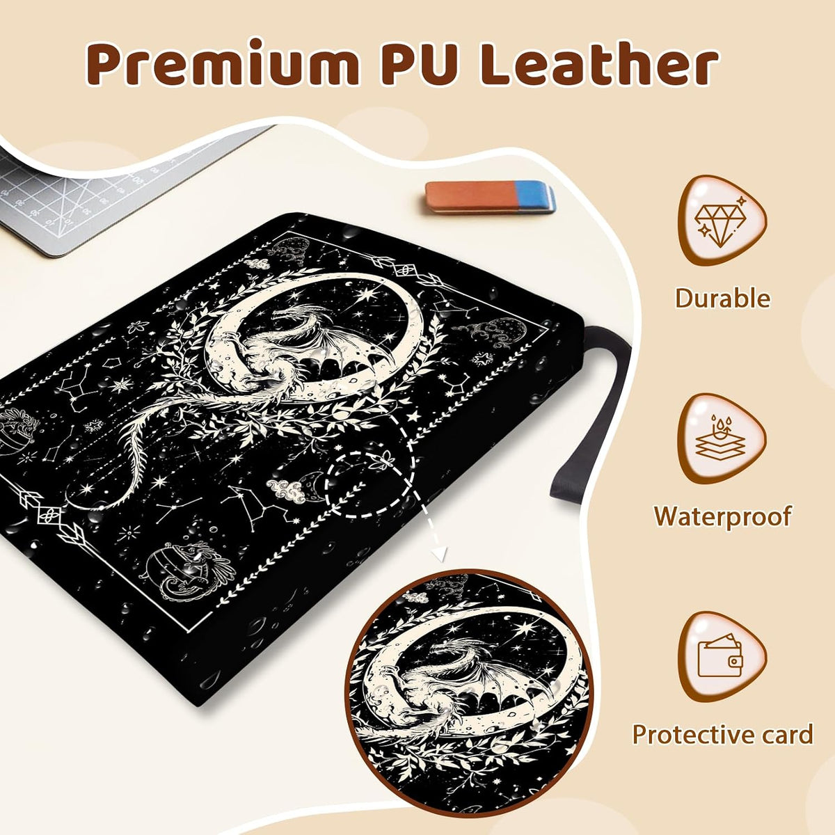 Dragon Card Binder Waterproof PU Leather Zipper Binder Album