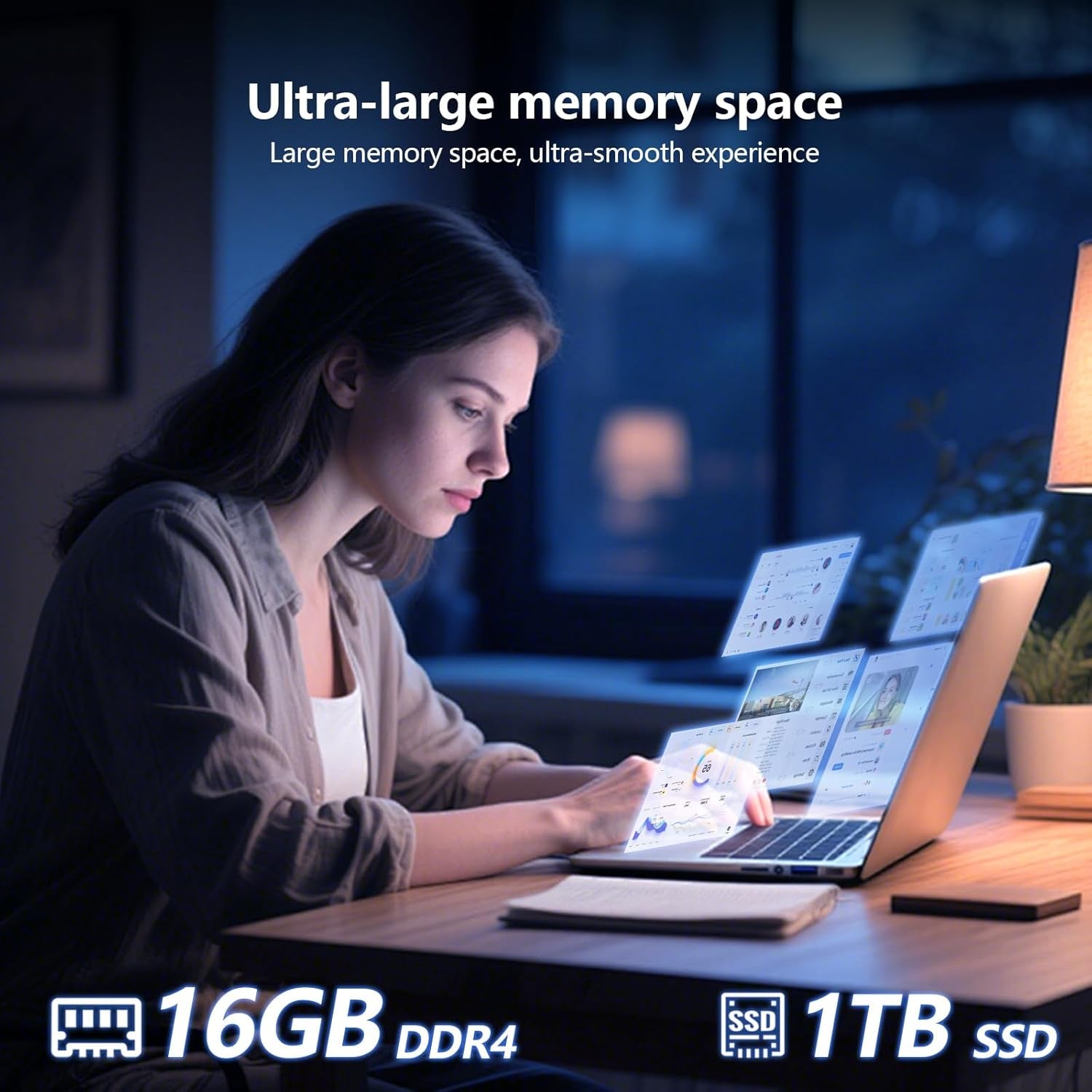 Gaming Laptop, Laptop Computer with Twin Lake N150 Processor(Up to 3.6Ghz), 16GB RAM 1TB Ssd,Backlit KB Fingerprint, 15.6" IPS 1080P, Win 11 Pro,Wifi 5,BT 4.2,Gaming Laptops,Lap Top,Student Laptops
