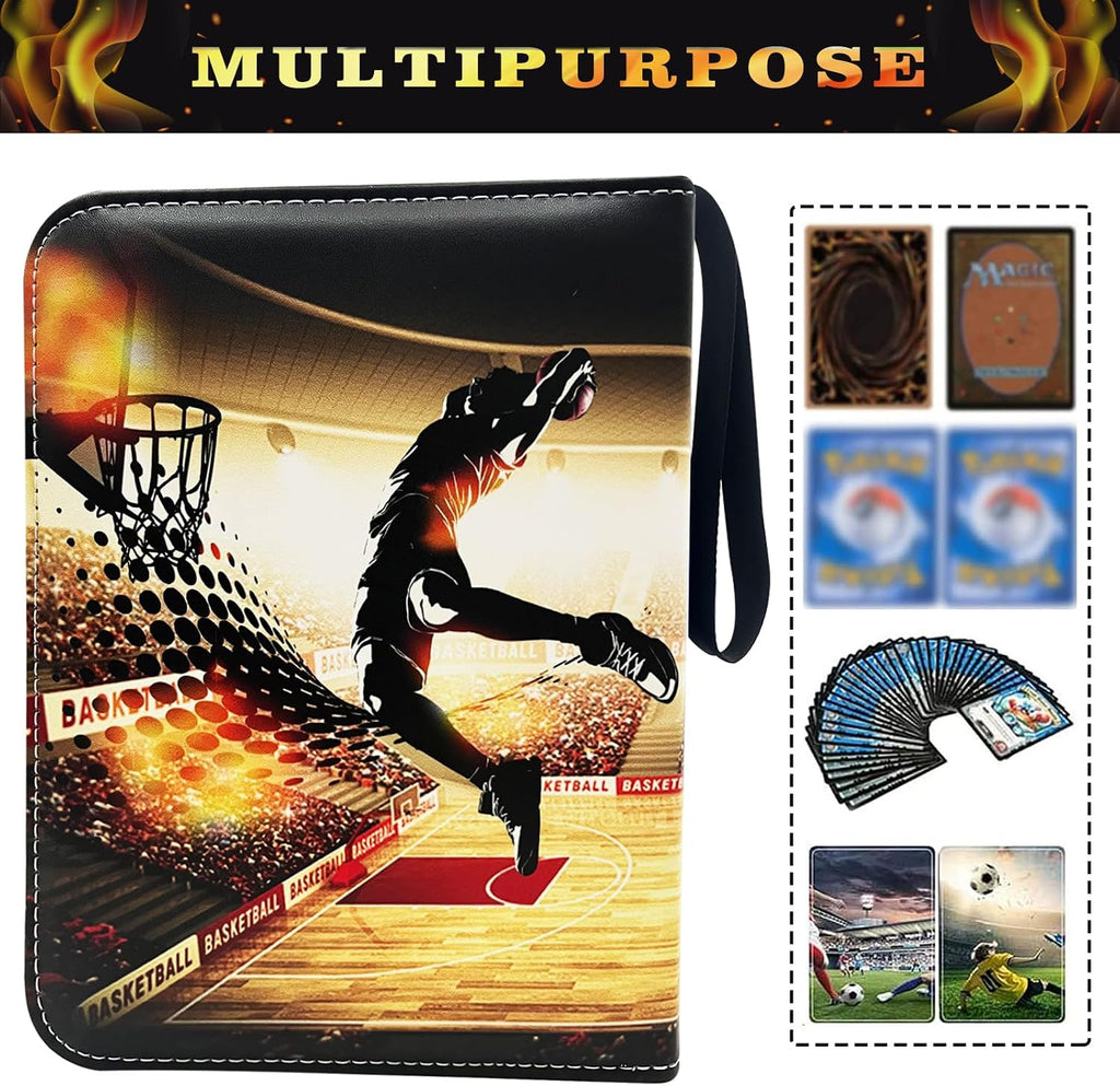 900 Cards Basketball Card Binder, 9-Pocket Card Collections Trading Card Binder 50 Pages Double-Sided Cards Holder with Zipper 3-Ring Card Album for Sports Basketball Card Sleeves Protectors