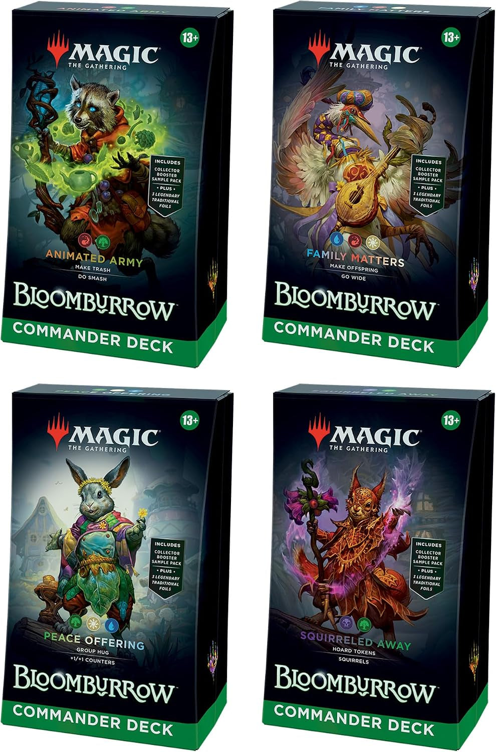 Bloomburrow Commander Deck - Animated Army (100-Card Deck, 2-Card Collector Booster Sample Pack + Accessories)