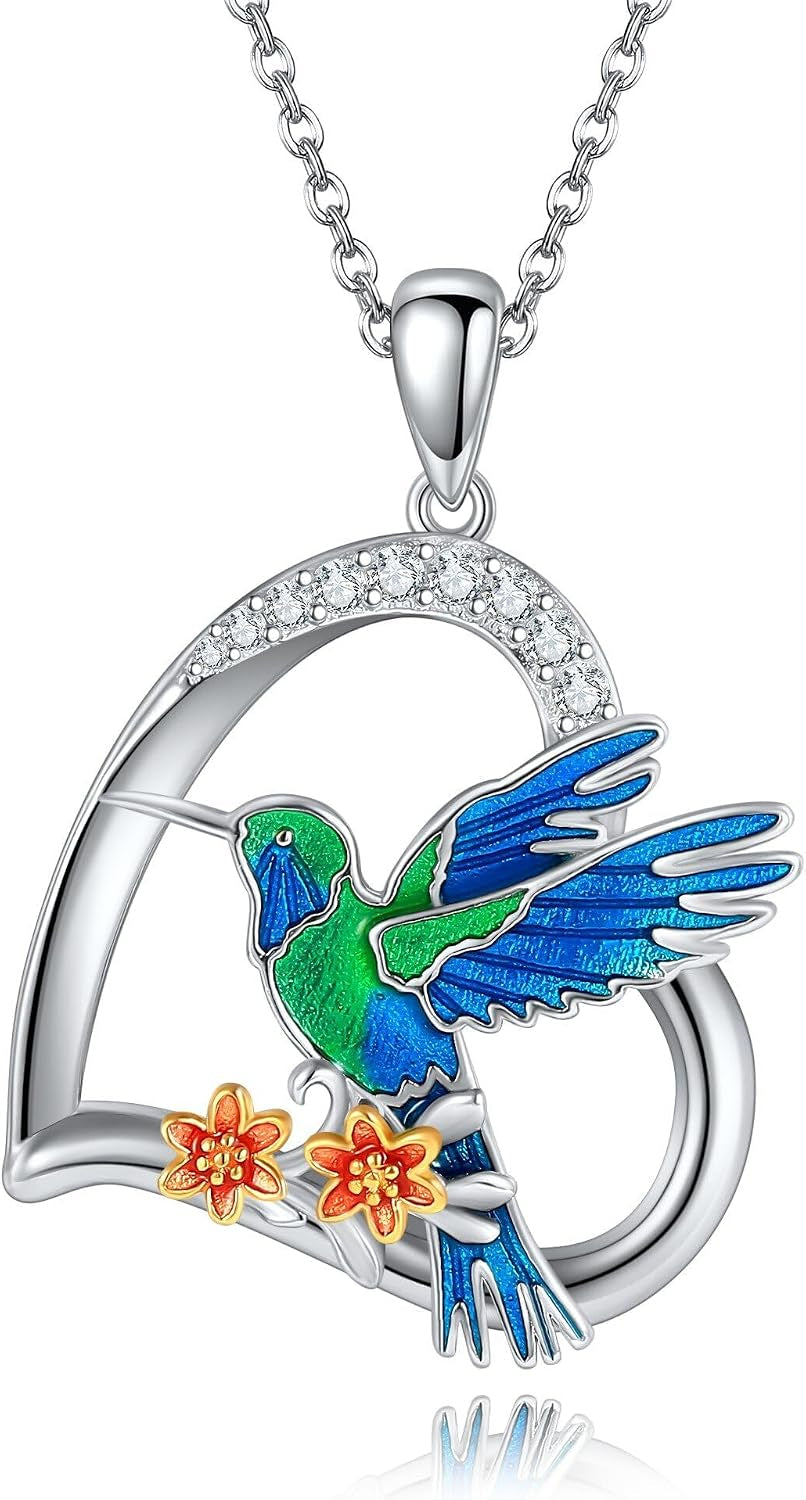 Hummingbird/Fox/Phoenix/Wolf/Owl/Otter/Giraffe/Hippo/Unicorn/Bear Necklace S925 Sterling Silver Animal Jewelry Gifts for Women