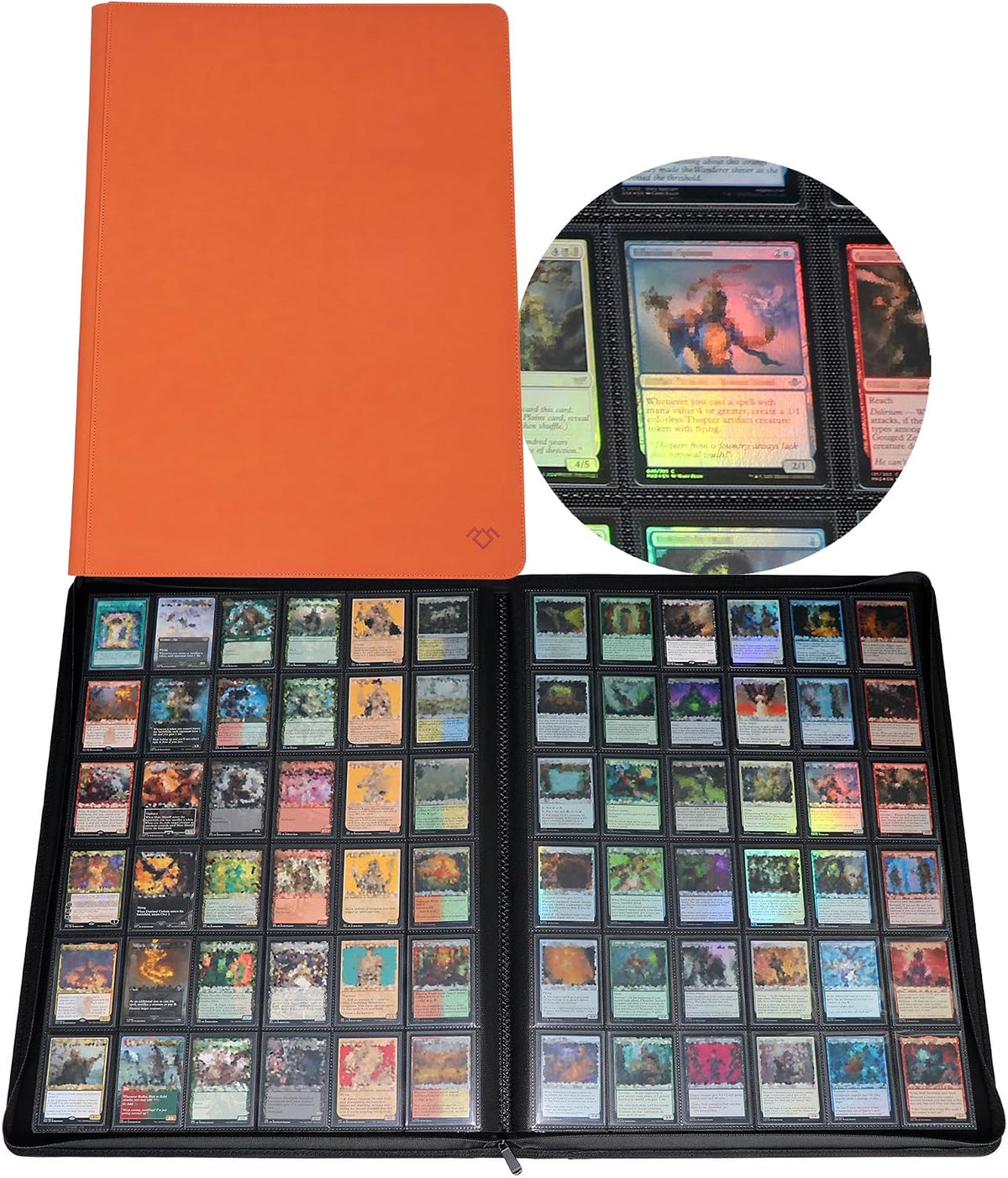 36‑Pocket Ringless Trading Card Binder – Holds 2304 Cards, Side‑Loading Black Pages, Zipper Collection Album for TCG & Sports Cards