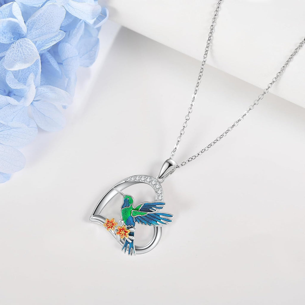Hummingbird/Fox/Phoenix/Wolf/Owl/Otter/Giraffe/Hippo/Unicorn/Bear Necklace S925 Sterling Silver Animal Jewelry Gifts for Women