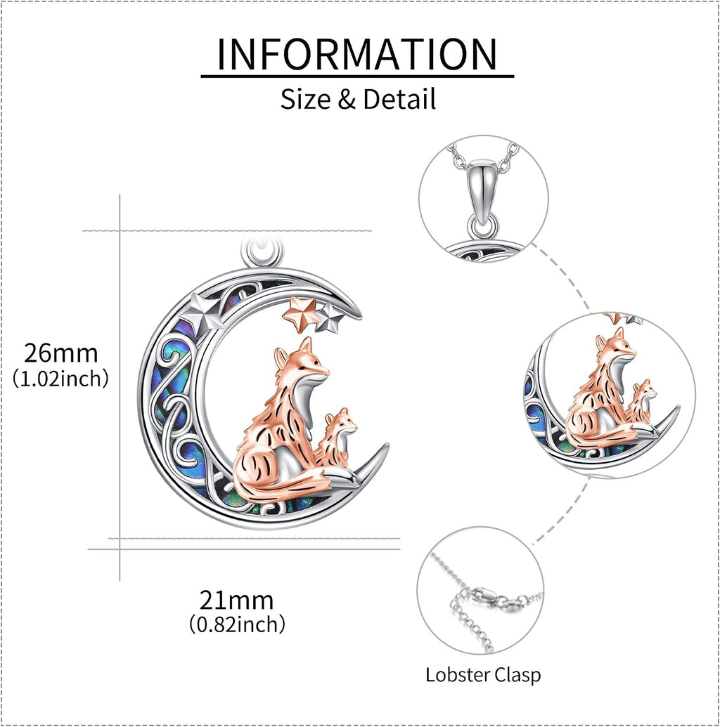 Sterling Silver Cute Animal Pendant Necklace Fox/Snake/Unicorn/Owl on Moon/Rabbit/Horse Necklace Jewelry for Women Mom Sister