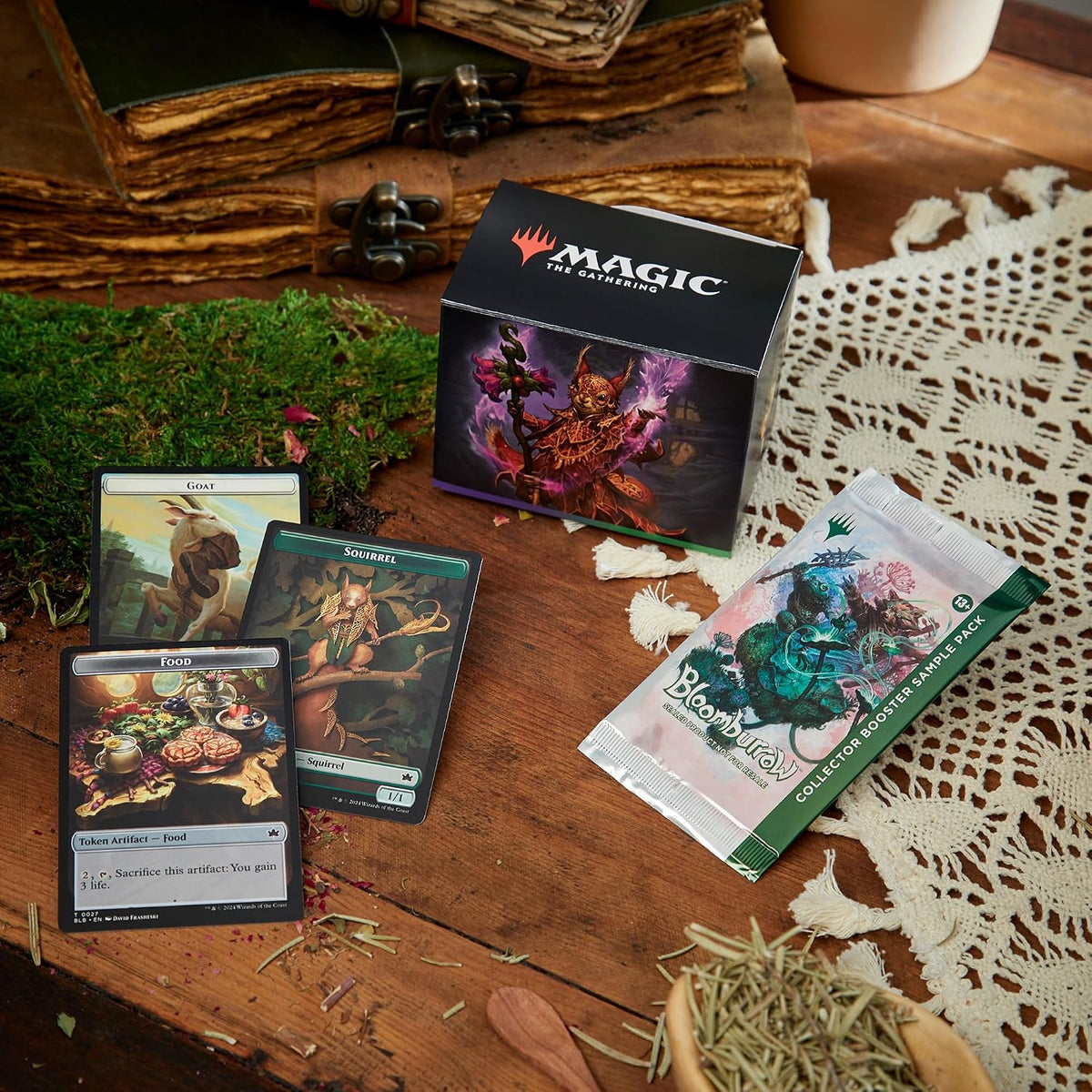 Bloomburrow Commander Deck - Squirreled Away (100-Card Deck, 2-Card Collector Booster Sample Pack + Accessories)