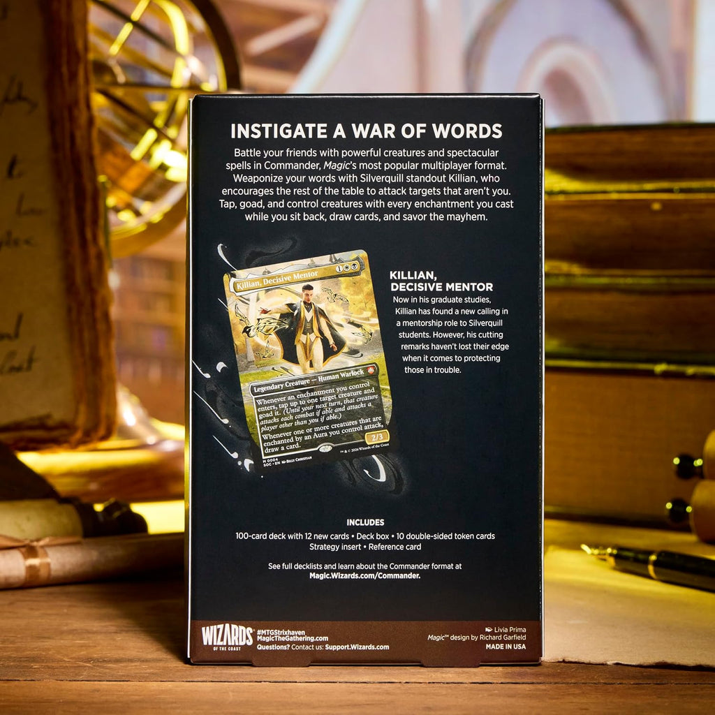 Magic: the Gathering Secrets of Strixhaven Commander Deck - Silverquill Influence (100-Card Deck, Deck Box + Accessories)