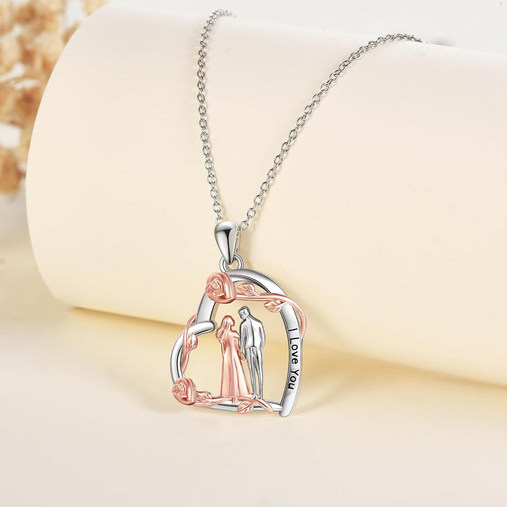 Hug Necklace Sterling Silver Couple Angel Wing Pendant Necklace Hug Romantic Guardian Angel Jewelry for Lover Him Her