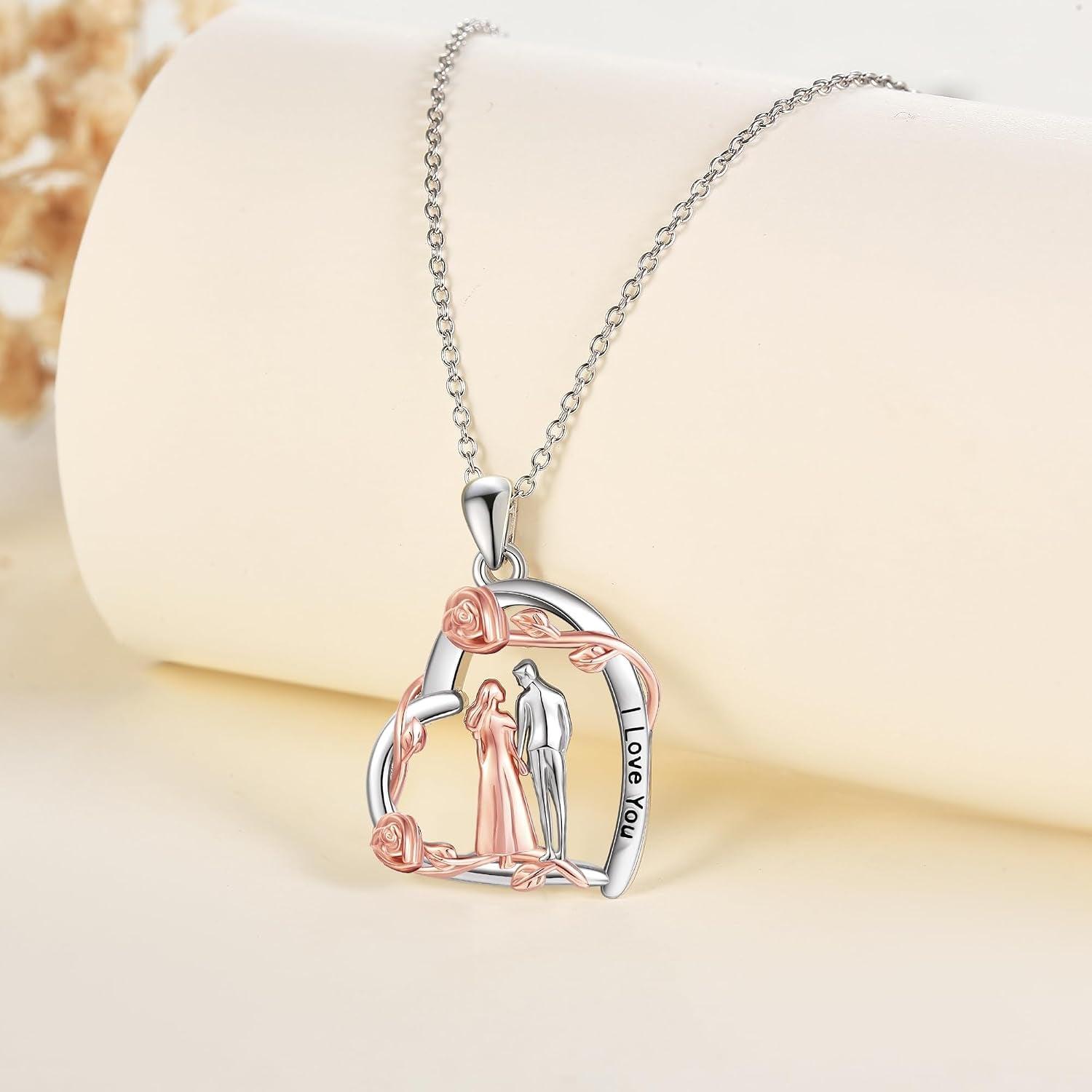 Hug Necklace Sterling Silver Couple Angel Wing Pendant Necklace Hug Romantic Guardian Angel Jewelry for Lover Him Her