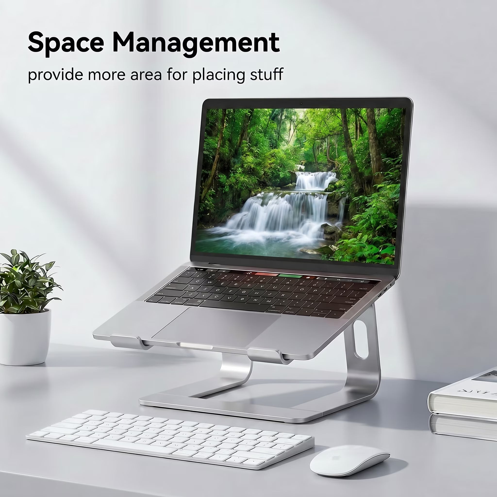 Laptop Stand for Desk: Ergonomic Computer Riser Compatible with Macbook Air, Pro, Dell, HP and All 10-16" Laptops, Metal Holder Office Desk Accessories