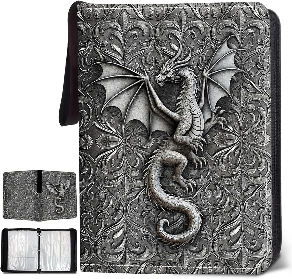 Dragon Card Binder Waterproof PU Leather Zipper Binder Album