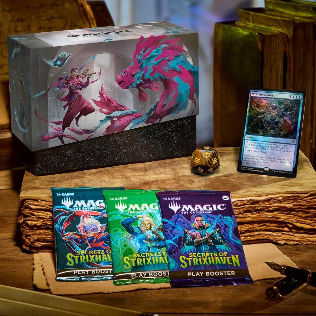 Magic: the Gathering Secrets of Strixhaven - Bundle (9 Play Boosters, 30 Lands, 1 Alt-Art Card + Exclusive Accessories)
