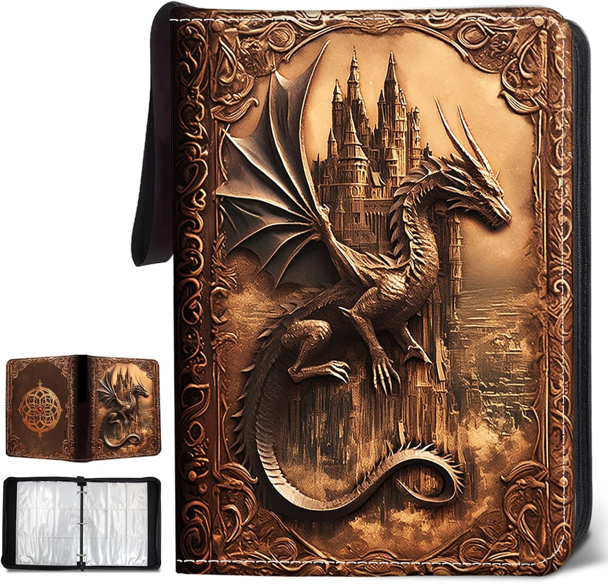 Dragon Card Binder Waterproof PU Leather Zipper Binder Album