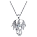 Dragon Necklace for Men or Women Stainless Steel Cz Punk Gothic