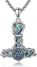 Thors Hammer Necklace Sterling Silver Tree of Life Mjolnir Pendant Vegvisir Jewelry Gifts for Women Men