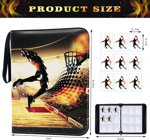900 Cards Basketball Card Binder, 9-Pocket Card Collections Trading Card Binder 50 Pages Double-Sided Cards Holder with Zipper 3-Ring Card Album for Sports Basketball Card Sleeves Protectors
